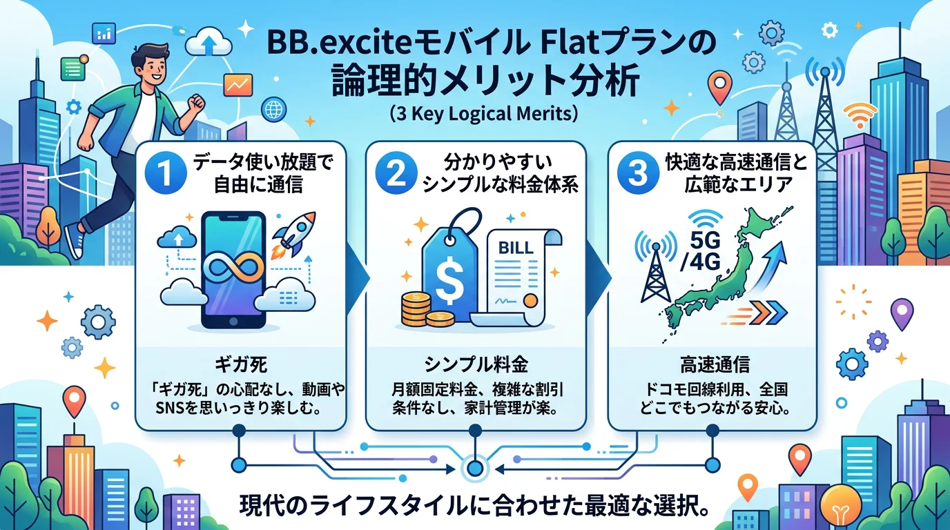 BB.exciteモバイル Flatプラン 評価のメリットを図解で解説