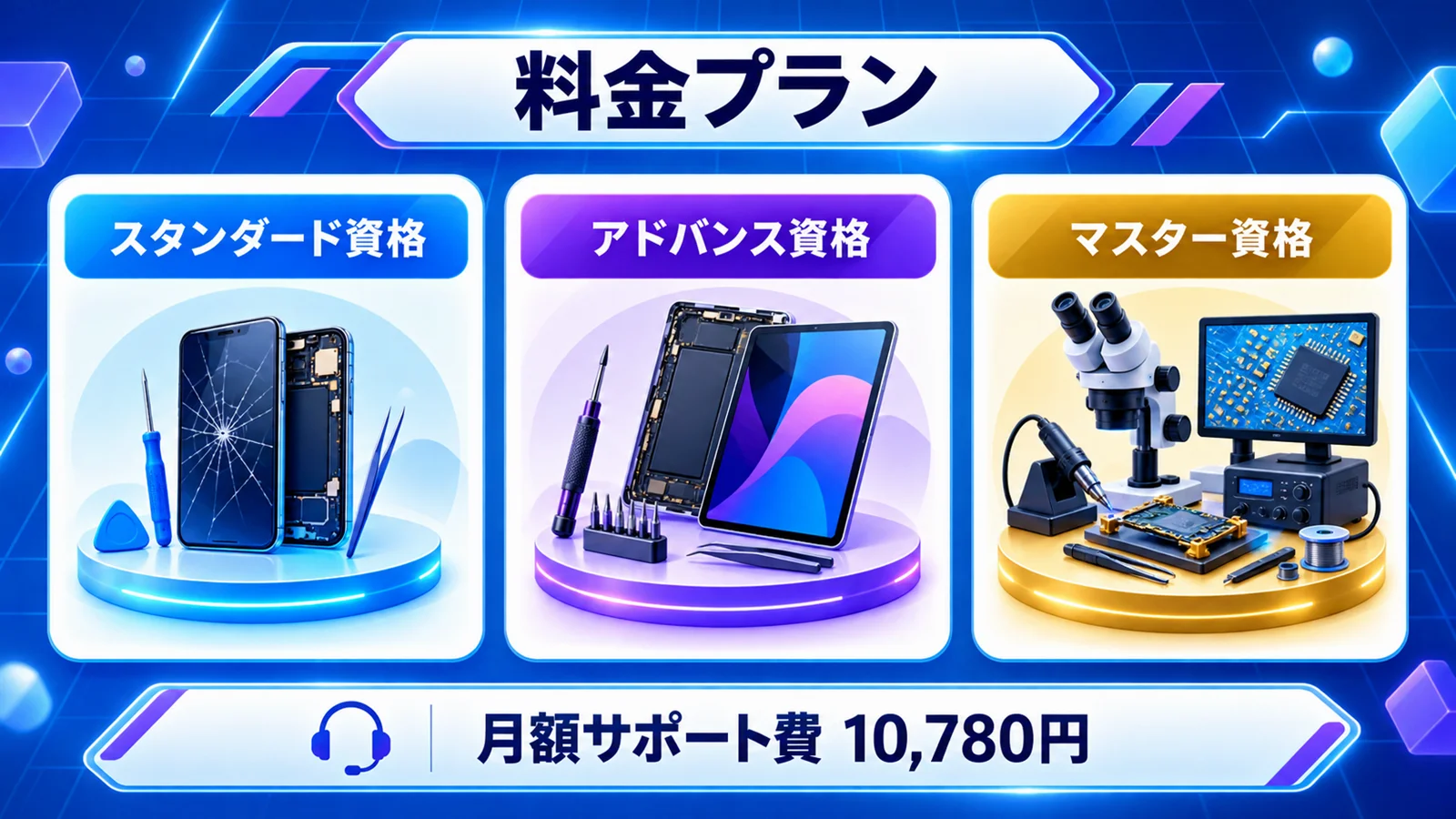 スマホリペアアカデミー 料金の料金プラン比較表