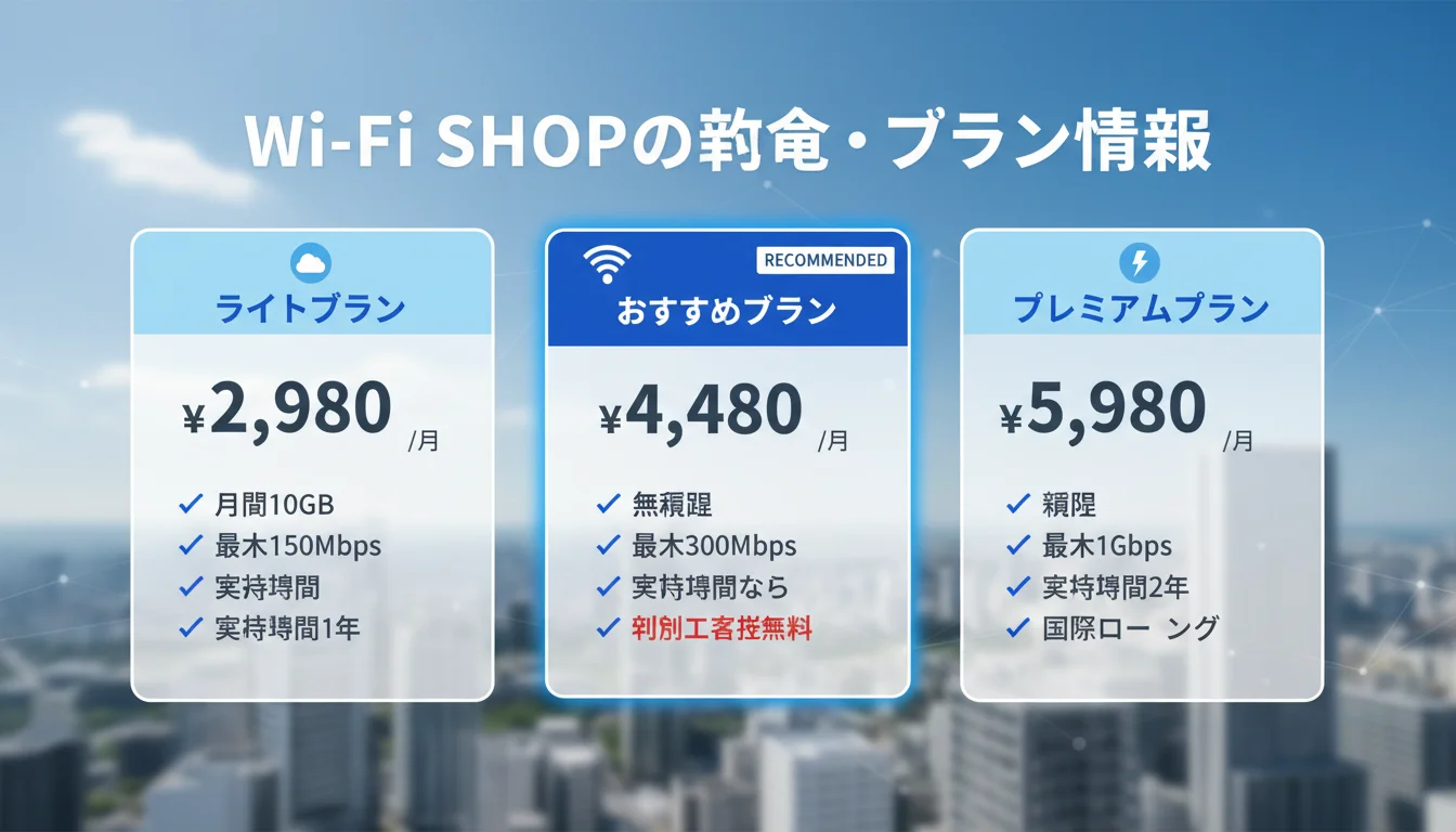 Wi-Fi SHOP ポケットWi-Fiの料金プラン比較表