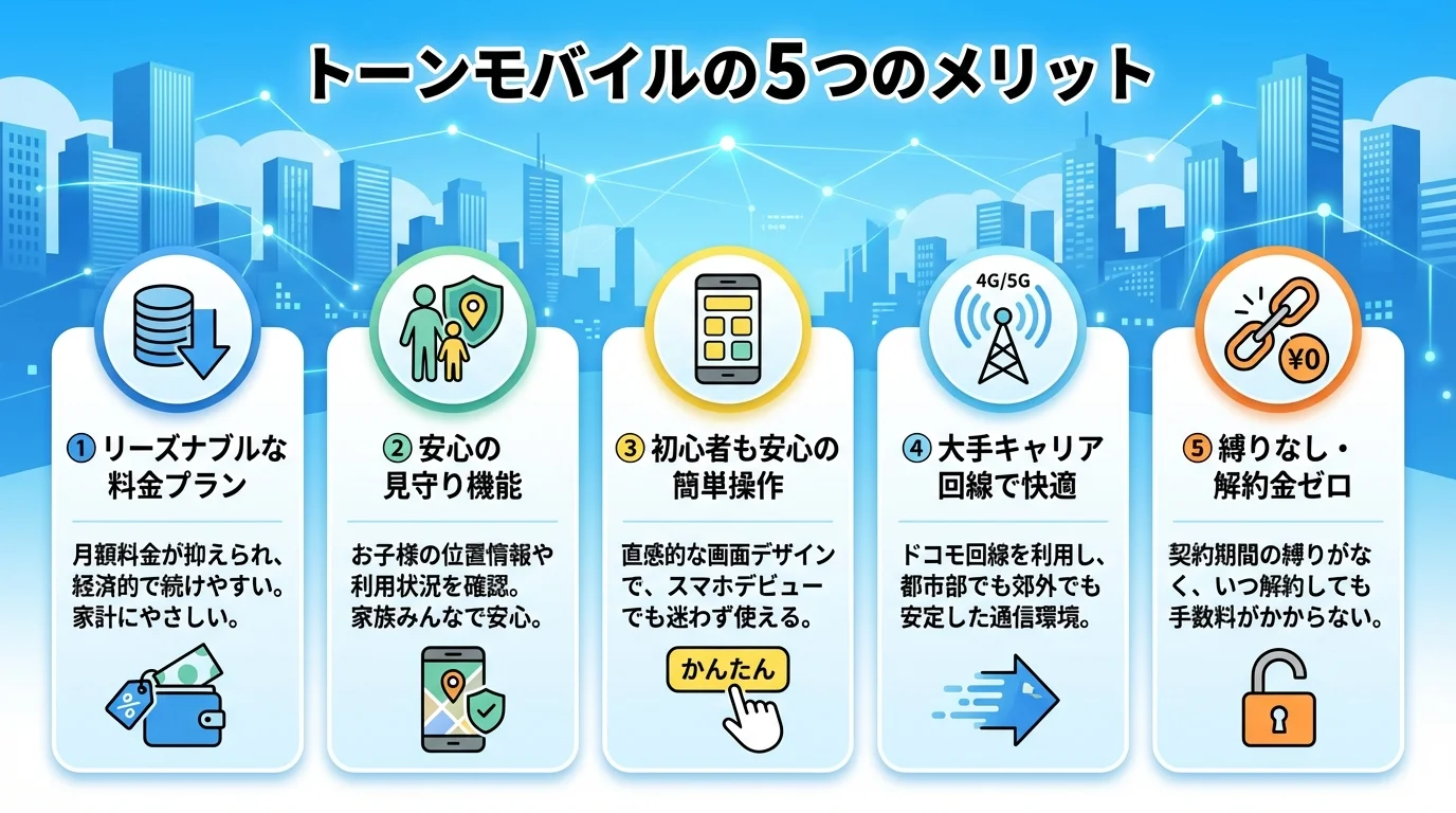 トーンモバイル 評判のメリットを図解で解説