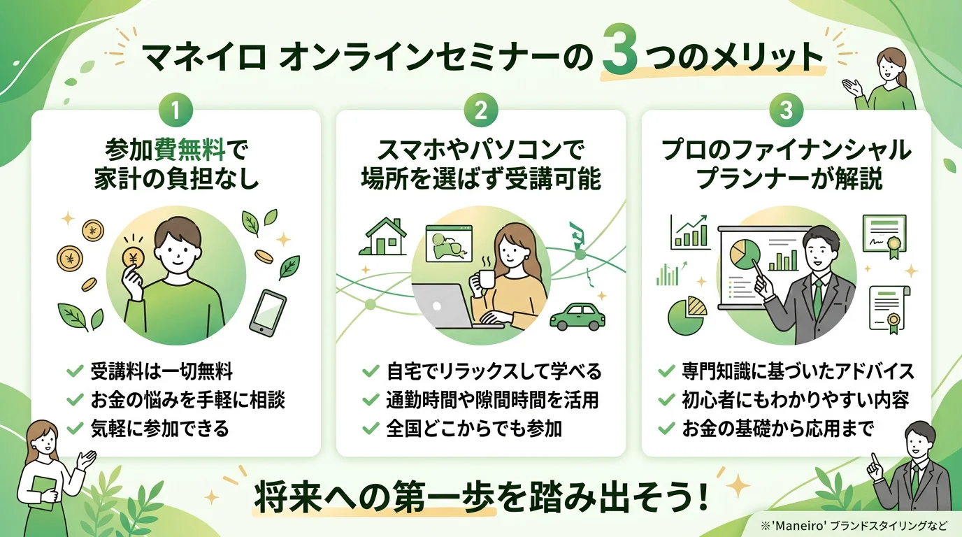 マネイロ オンラインセミナーのメリットを図解で解説