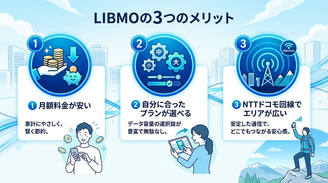 LIBMO 格安SIM 評判のメリットを図解で解説