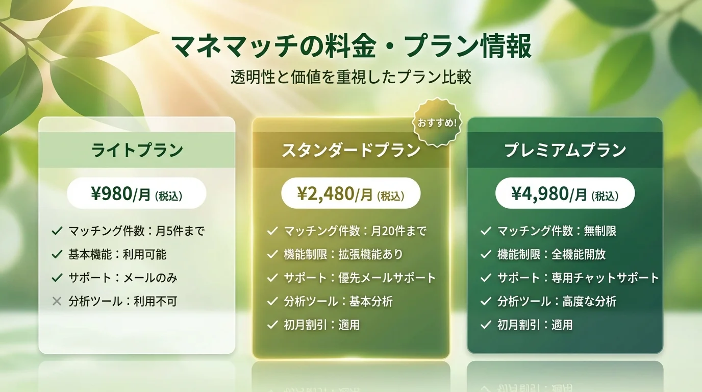 マネマッチ FP相談 貯蓄の料金プラン比較表