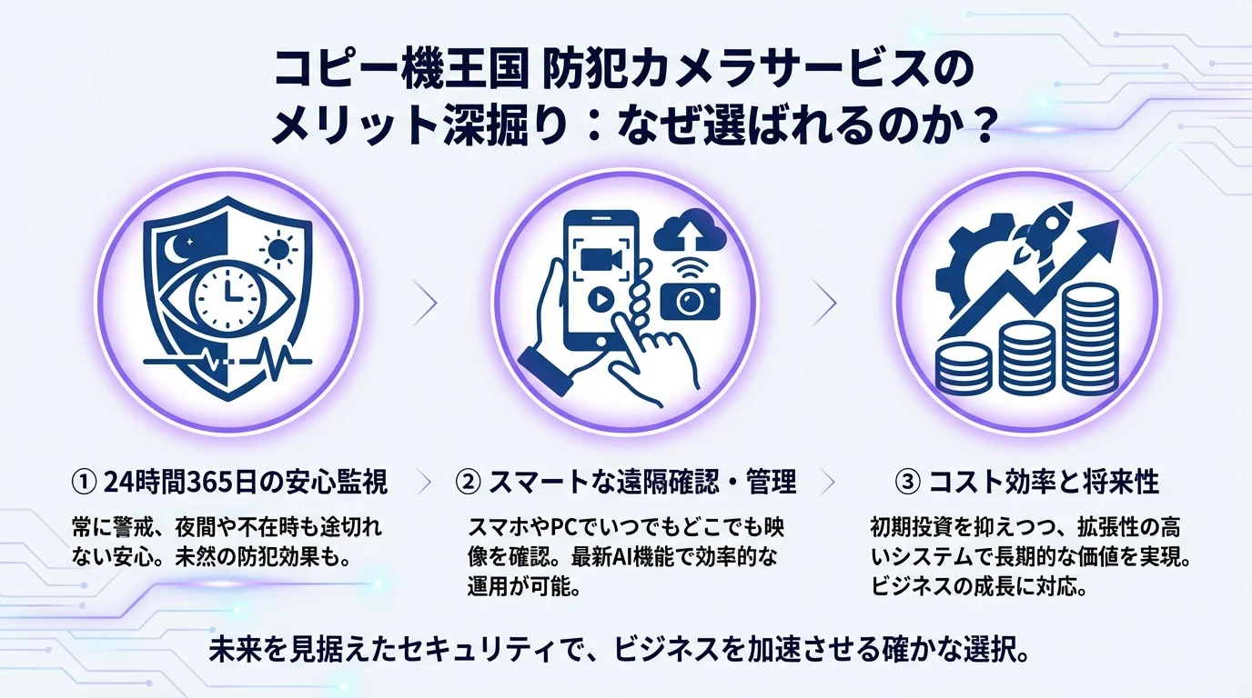 法人向け防犯カメラ,コピー機王国,防犯カメラ 導入のメリットを図解で解説