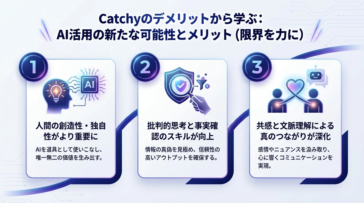 Catchy, AIキャッチコピー, コピーライティングAI,のメリットを図解で解説