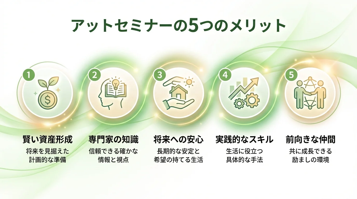 アットセミナー 女性 マネーセミナーのメリットを図解で解説