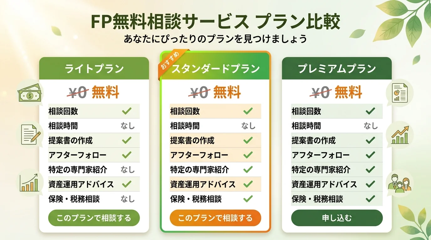 FP 無料相談 資産形成の料金プラン比較表