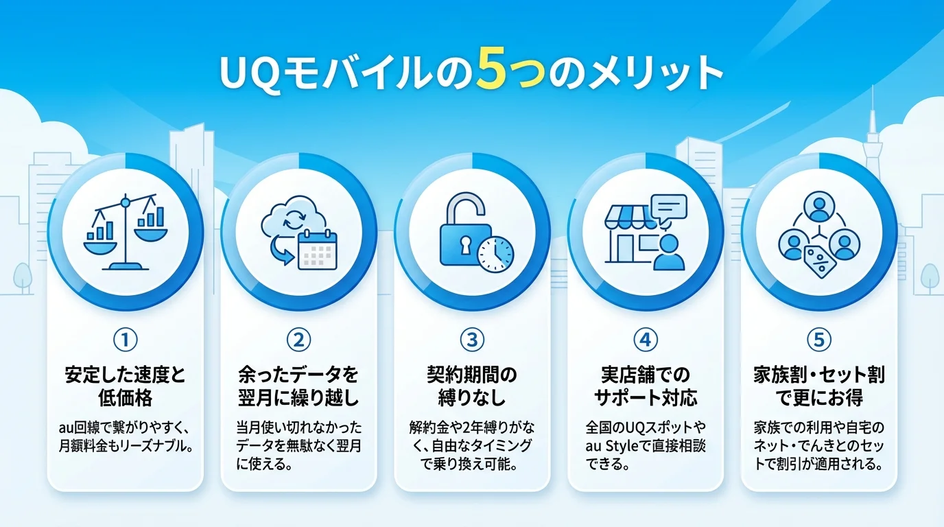 UQモバイル 評判のメリットを図解で解説