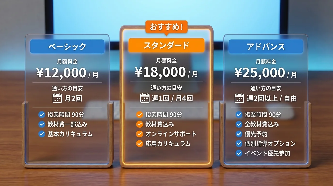 プログラボ 体験会 関西の料金プラン比較表