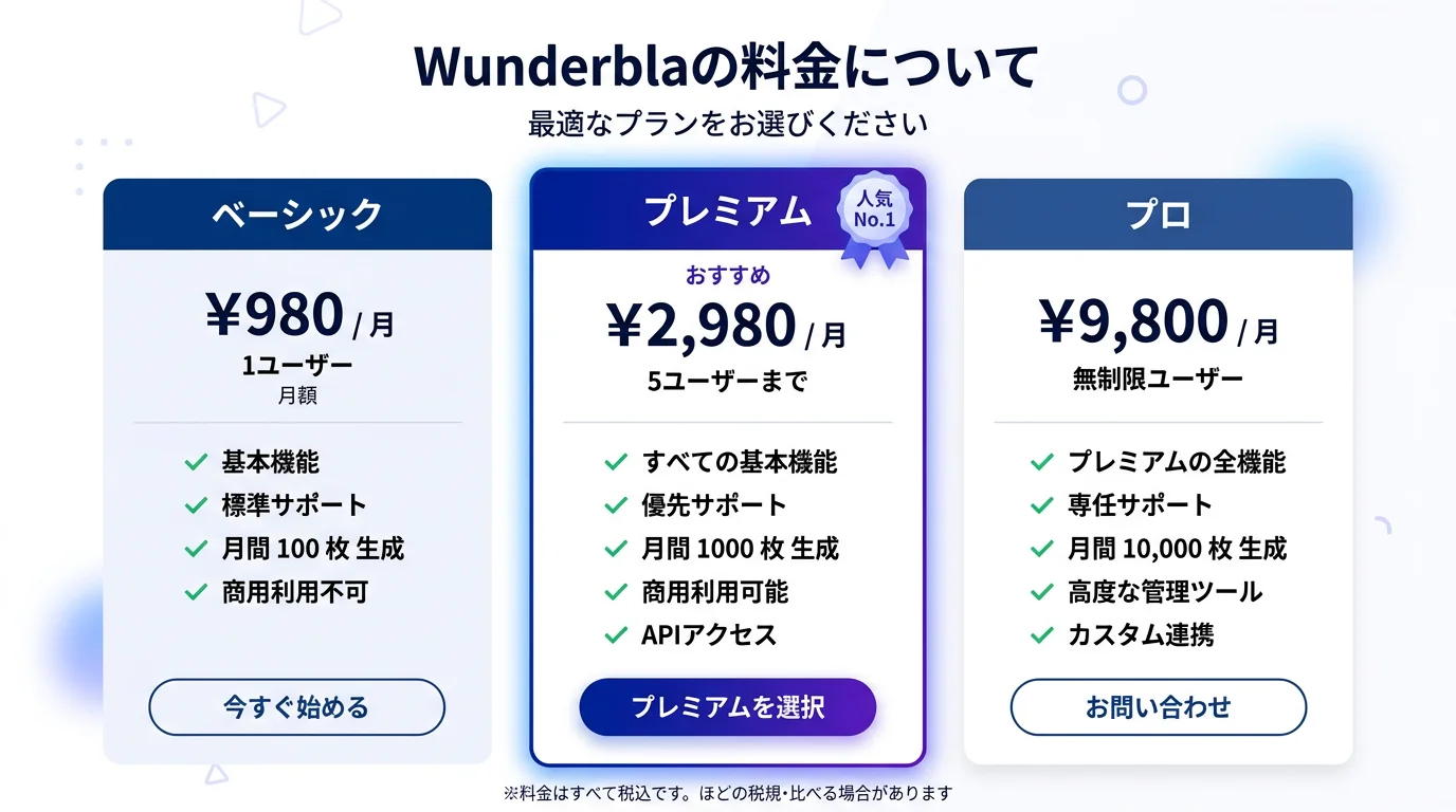 Wunderbla ドイツ語学習 AIの料金プラン比較表