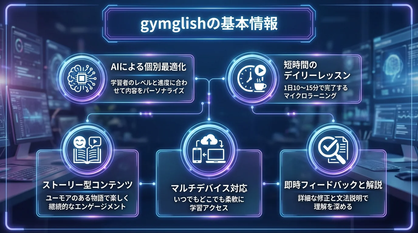 gymglish 英語学習 AIの特徴と基本情報